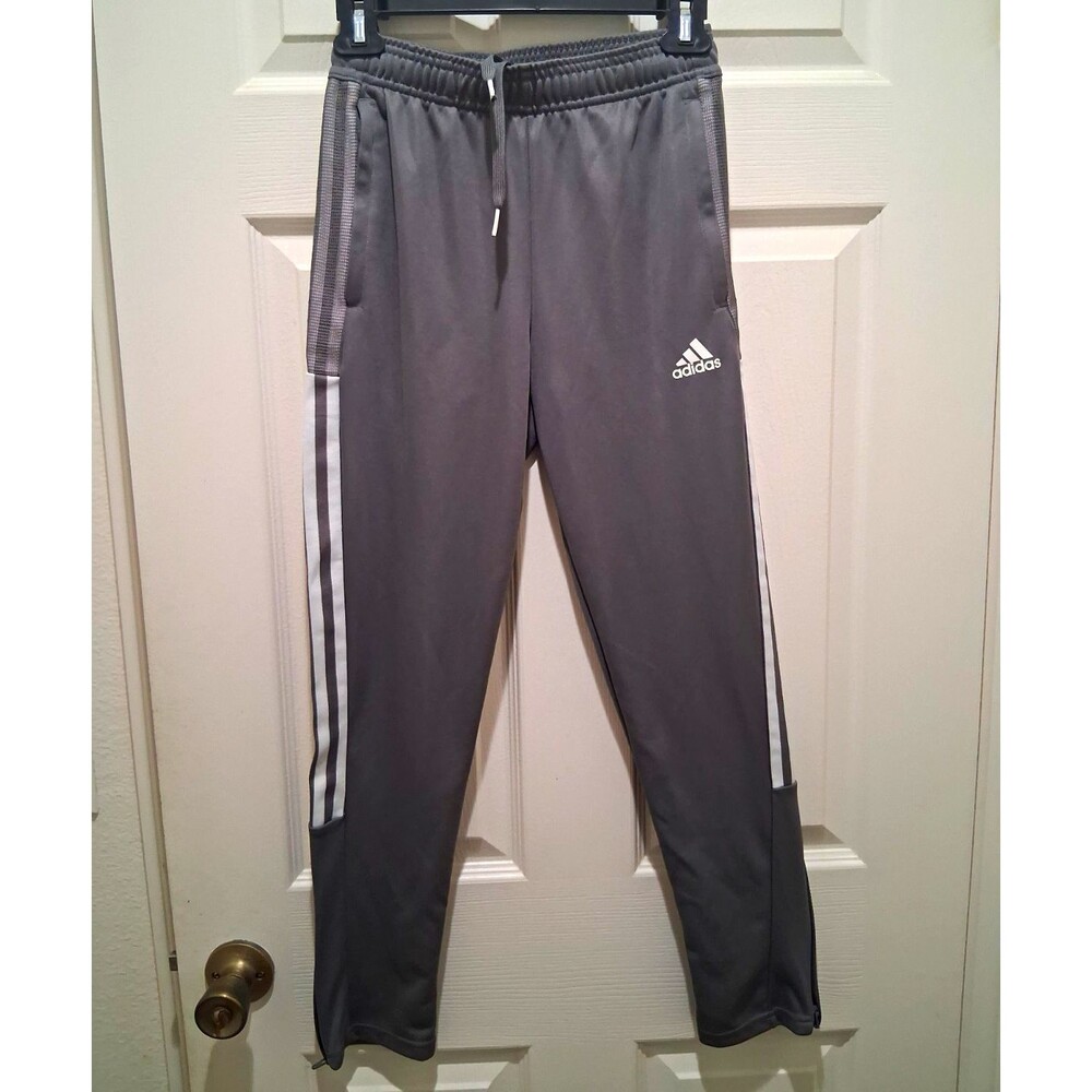 adidas AEROREADY Men's Track Pants M Gray Tapered Drawstring Pockets Zip GM7384